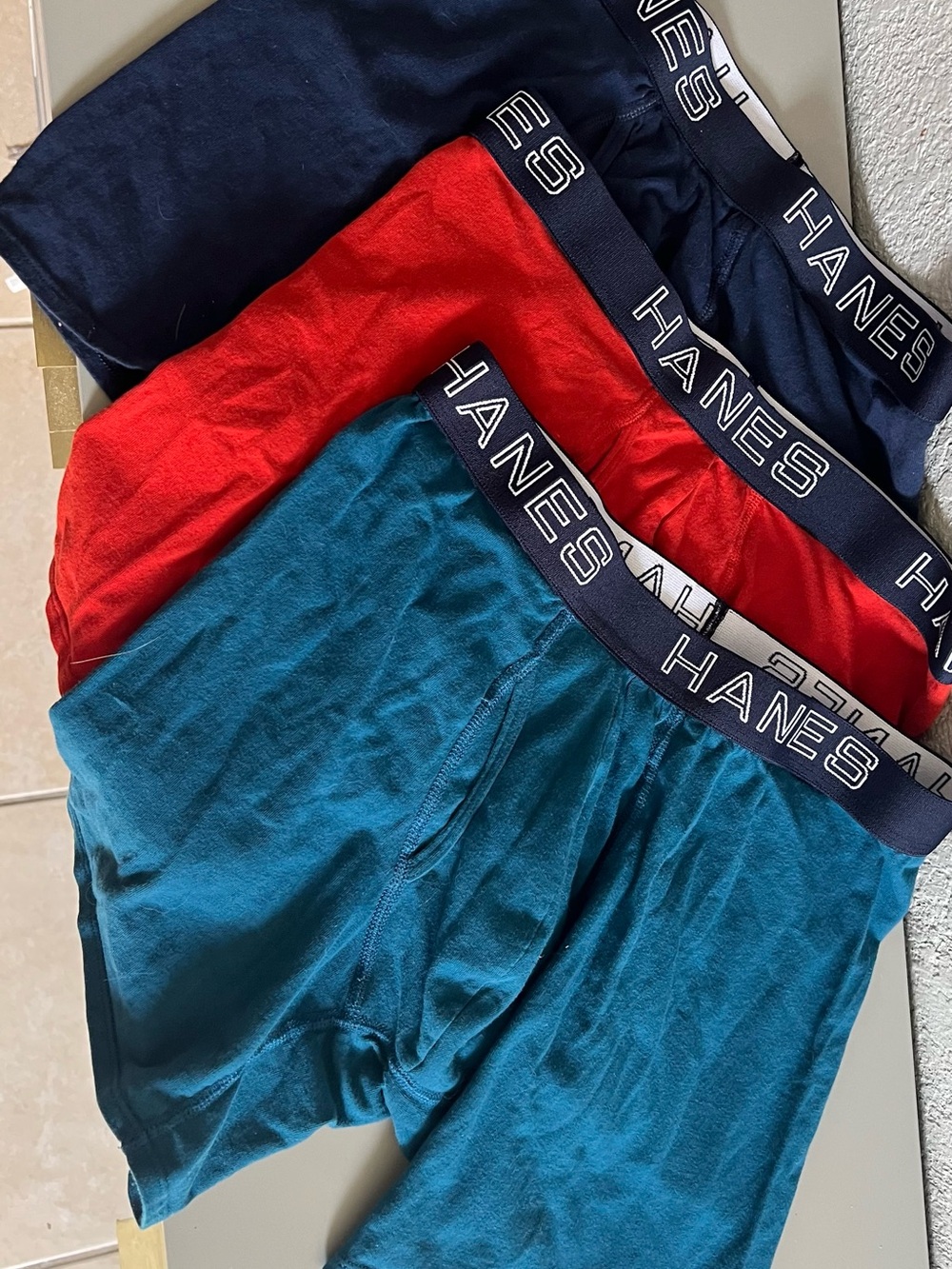 Hanes 3-Pack Briefs in Teal, Red, Navy